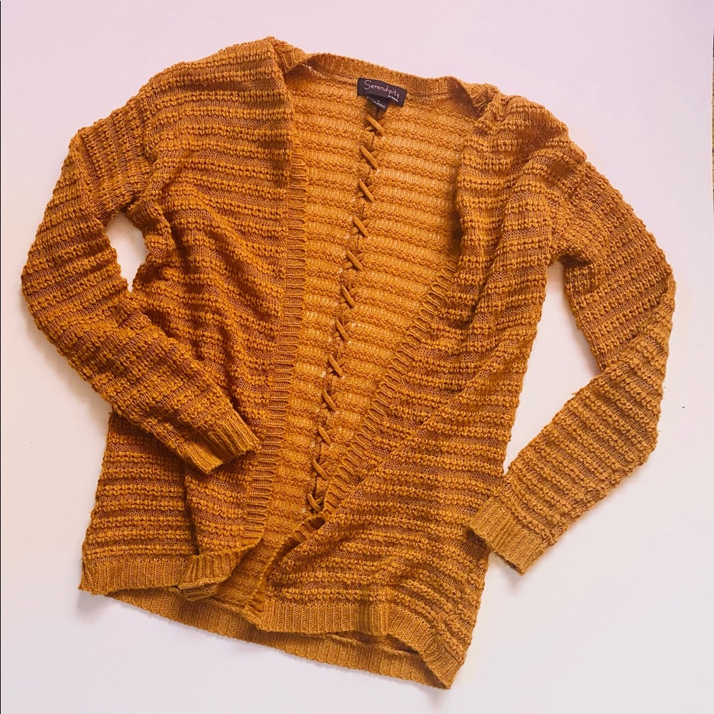 Mustard Yellow / Orange Cartigan Sweater